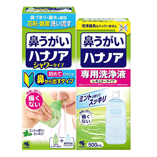 고바야시제약 하나노아 a 코세척 세정액 세트 (세정기구＋전용 세정액 500mL) 상쾌한 민트 향 타입