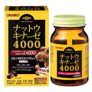 오리히로 낫또 나토키나제 4000FU 60정 30일분 혈관질환, 고혈압 혈전분해 나토키나제 낫토