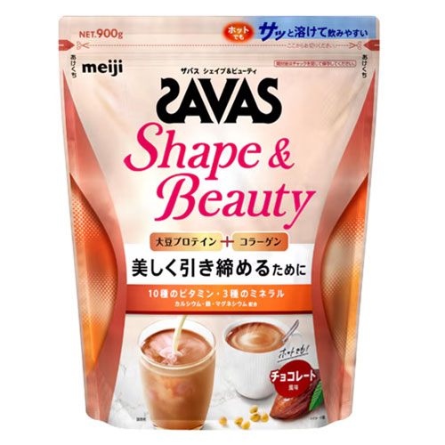 메이지 자바스 SAVAS Shape＆Beauty 여성용프로틴【초콜릿풍미】 900g 소이프로틴 콜라겐 사바스