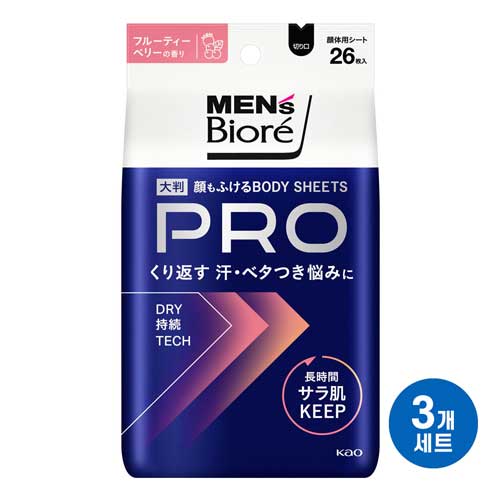맨즈 비오레 얼굴까지 닦는 바디시트 PRO 프루티베리향 26매3개세트