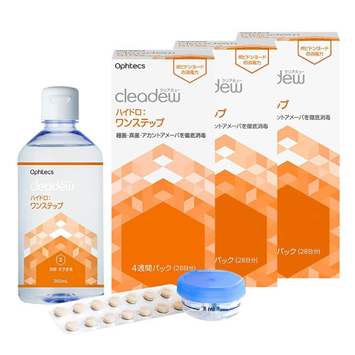 클리어듀 하이드로 원스텝 소프트렌즈 세정·소독액 28일분 360mL x3개 세트 오프텍스 